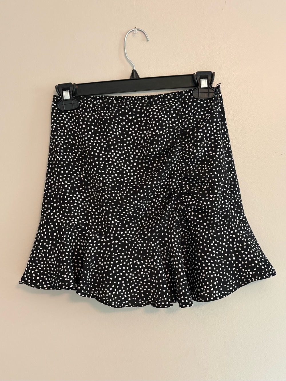Abercrombie & Fitch Black Mini Skirt with White Polka Dots